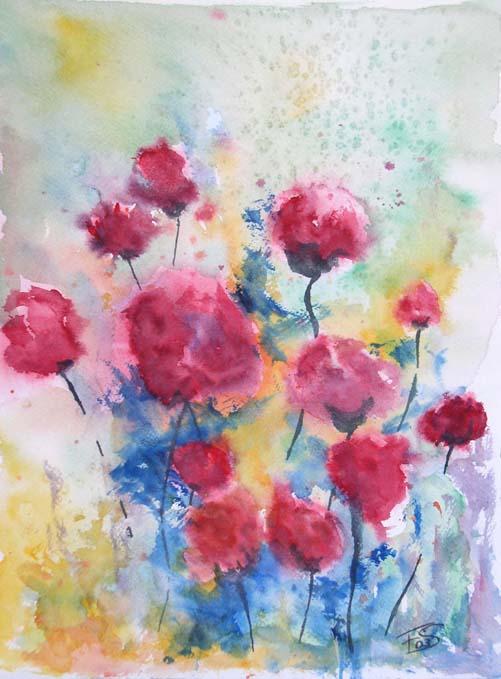 Mohn-Blumenaquarell