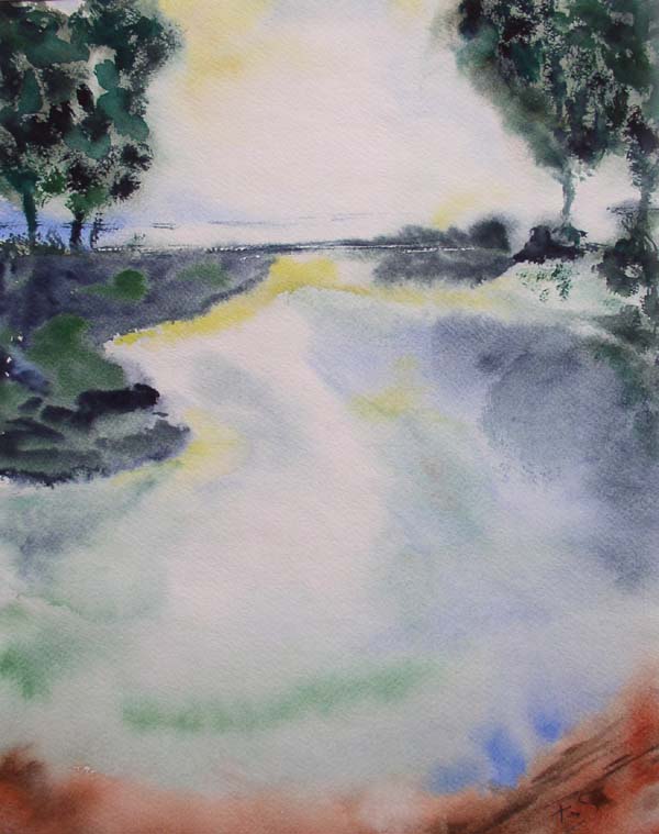 Der Bodden - Boddenlandschaft Aquarell 
