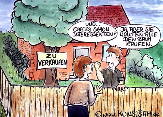 Haus zu verkaufen-Cartoon