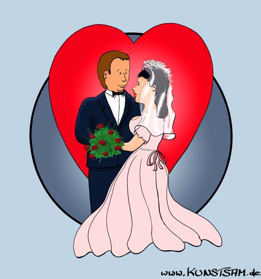 Hochzeit-Trauung-Comicbild