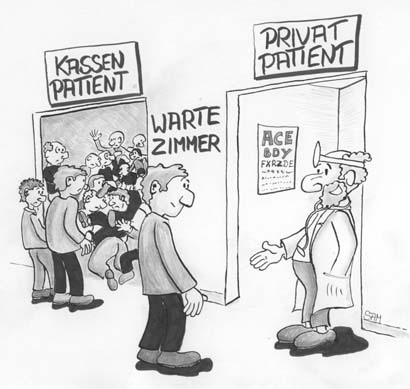 Karikatur Krankenkasse privat