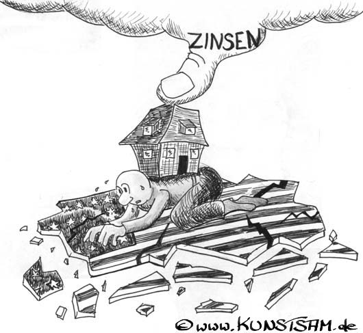 Rezession in Amerika-Karikatur